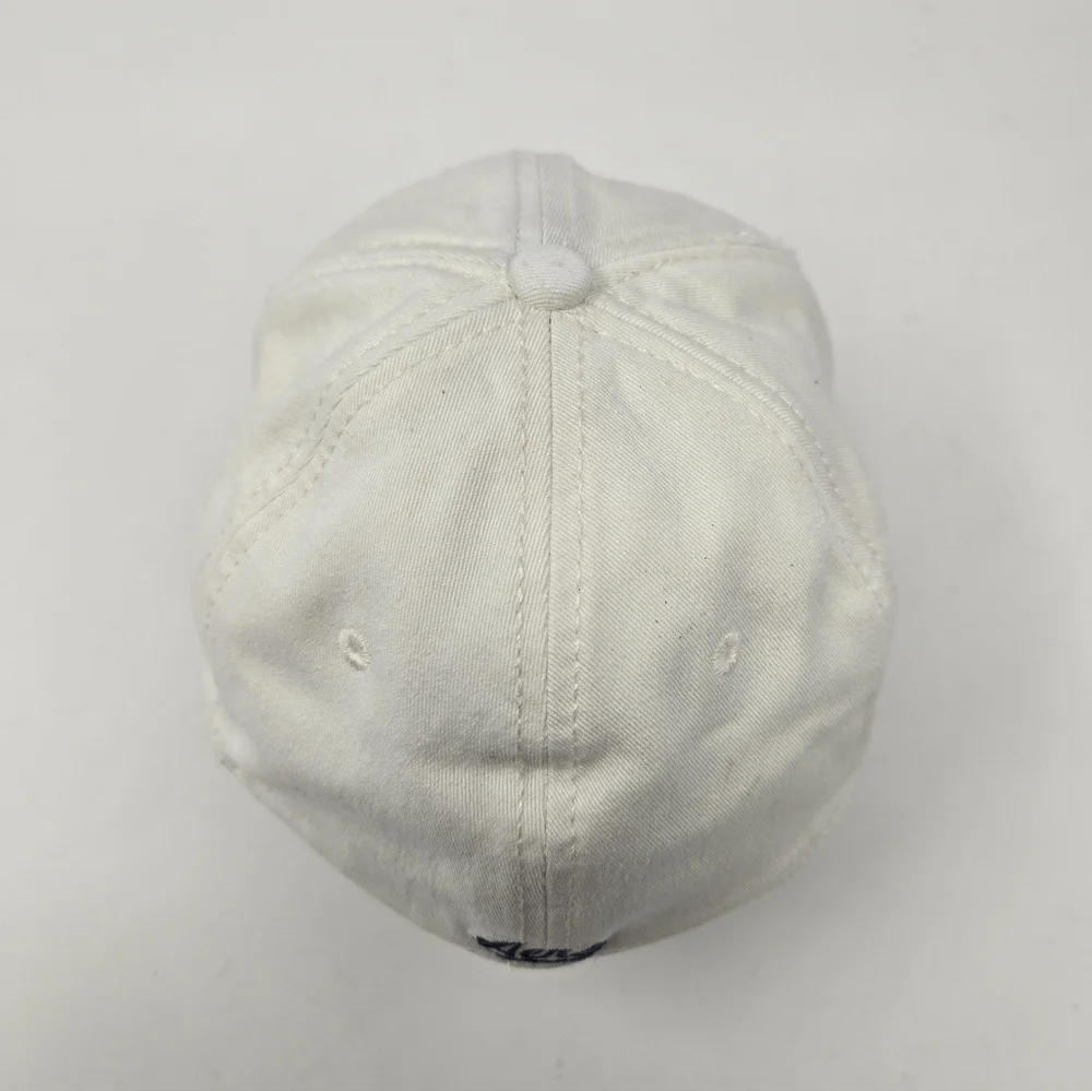AEROPOSTALE WHITE COTTON BLEND DISTRESSED FITTED BASEBALL HAT CAP UNISEX SMALL/M
